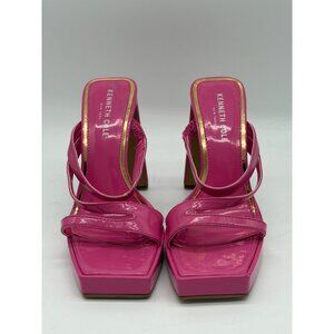 Kenneth Cole Womens Size 6 Pink Patent Leather Block Heel Strappy Sandals